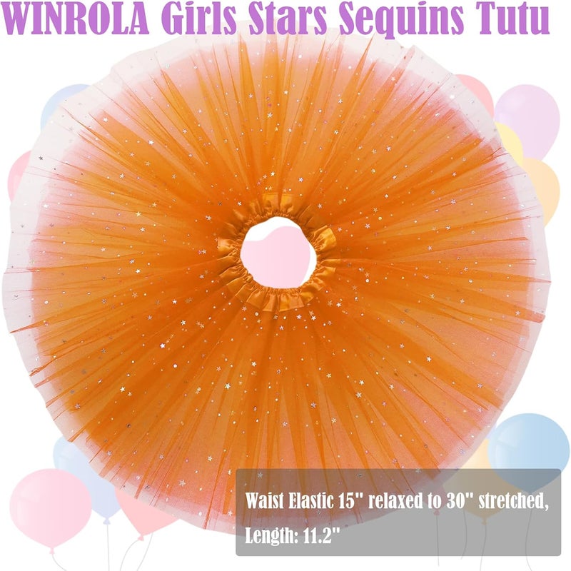 WINROLA Girls Stars Sequins Tutu Skirt Princess Ballet Dance Tutu Dress 3 Layered Halloween Christmas Tutu - Image 2